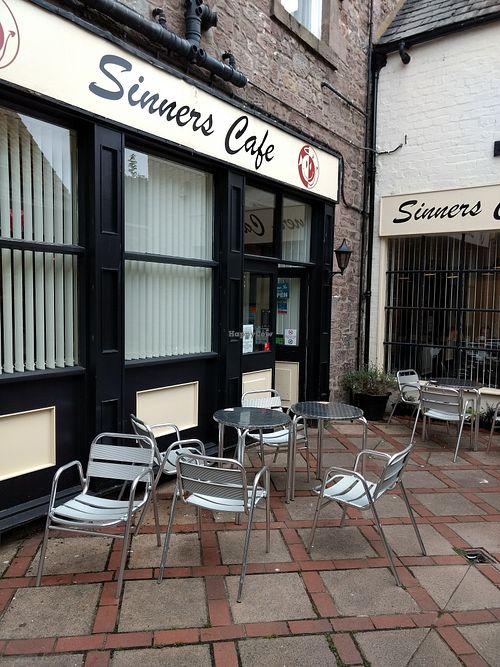 you could sit here if it was sunny at Sinners Cafe in Berwick Upon Tweed