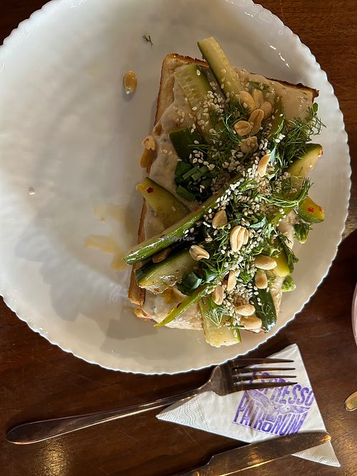 Savoury vegan waffle at Espresso Patronum in Lodz