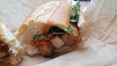 Tofu banh mi, no mayo ($10). Not that interesting. Bread is not heated enough. at Savouré Vietnamese Eatery in Minneapolis