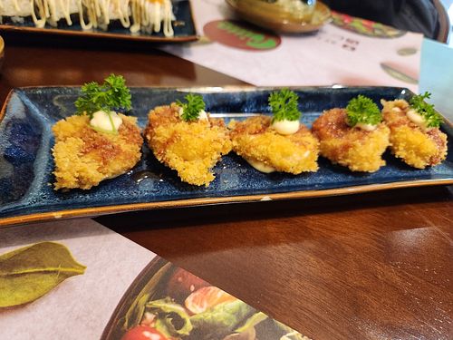 Fried tofu with plum sauce at Chay Citta in Hanoi