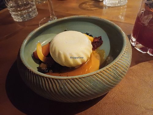 Great dessert! With coconut, pineapple and carob crumble. at Auténtico  in Mendoza