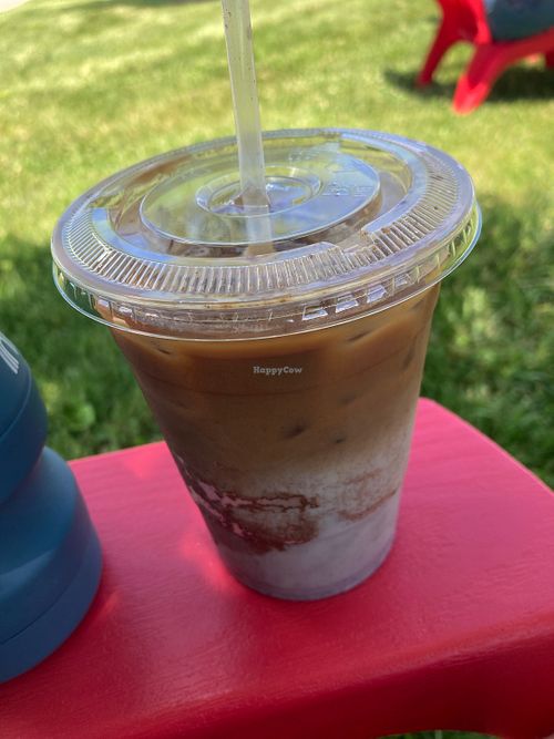 Berry cobbler latte with oat milk (seasonal)  at Reginald's Coffee in Bethel Park