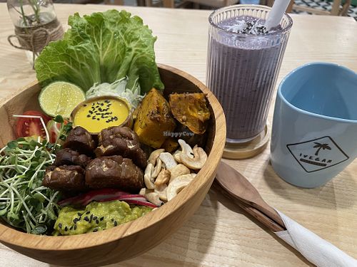 Vedic Buddha Bowl & Blueberry Muffin Smoothie   at iVegan Supershop Old Quarter Hanoi - Healthy Plant Based Cafe in Hanoi
