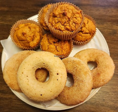 Pumpkin muffins and baked apple cider donuts! DELICIOUS! at Meg's Specialty Treats in Chester