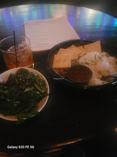 Red kale, Red beans and rice at The Haberdasher in Mobile