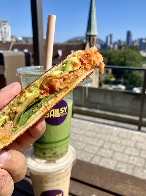 Kimchi cheese toastie  at Ballsy Tea in North Sydney