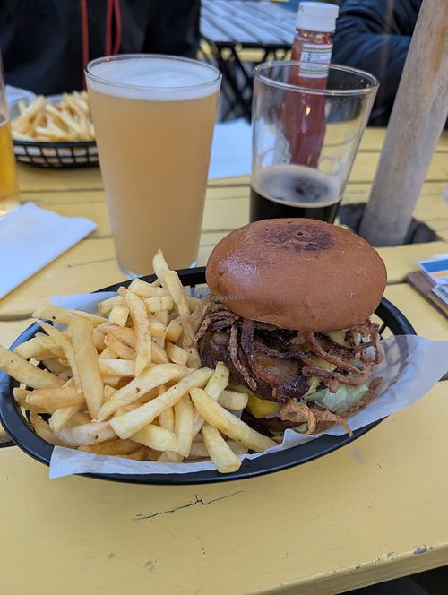 Stroganoff burger at Portobello Tap in Edinburgh