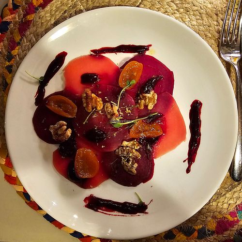 Beetroot starter at St. Peter Stiftskulinarium in Salzburg