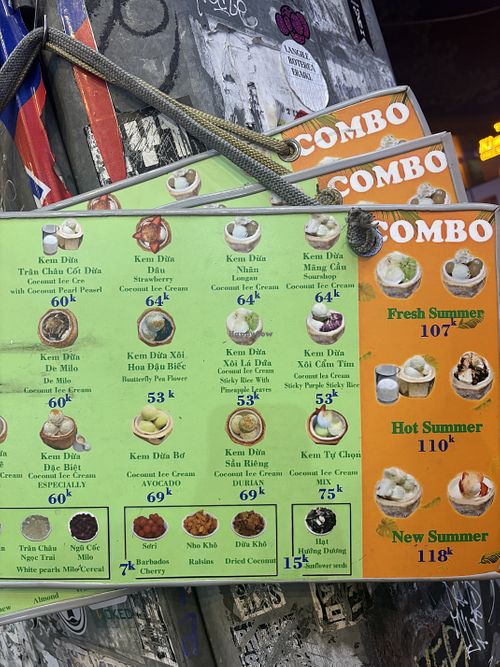 Menu (all vegan)   at Codonut in Ho Chi Minh City
