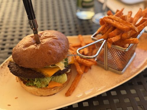 vegan burger with sweet potato fries as sidee  at Zum Adler in Obernheim