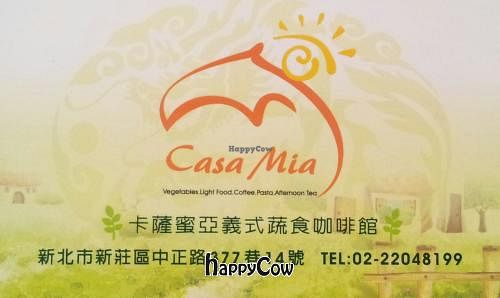 Business card at Casa Mia Cafe in New Taipei City