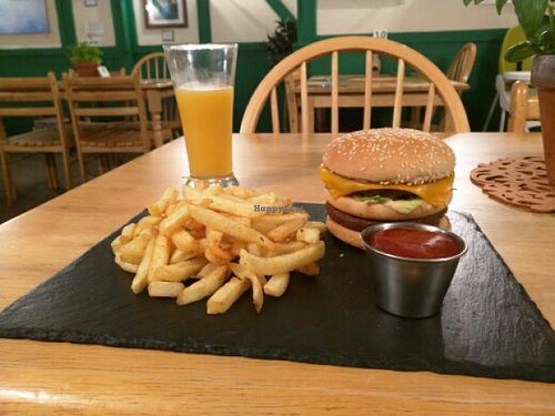 Big Moc & Apple and Mango juice at Samphire Brasserie in Plymouth