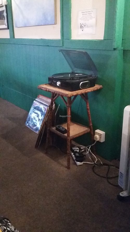 Record player at Samphire at Samphire Brasserie in Plymouth
