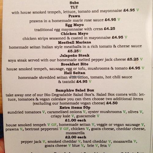 Take Away Menu at Samphire Brasserie in Plymouth