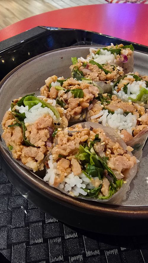 Larb Roll - Bit spicy, delicious if you like fresh spring rolls! at V Street - Emsphere in Bangkok