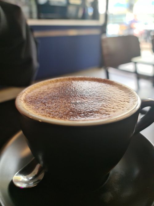 Soy cap at Velvet Bean in Altona