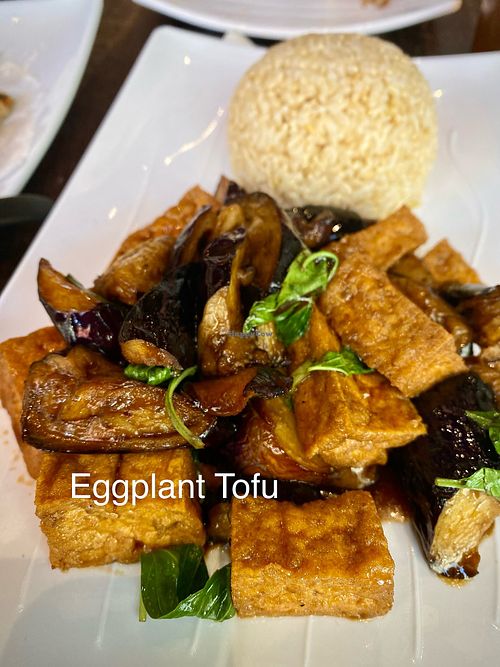 Eggplant Tofuu  at Vegan District Asian Eatery in Anaheim