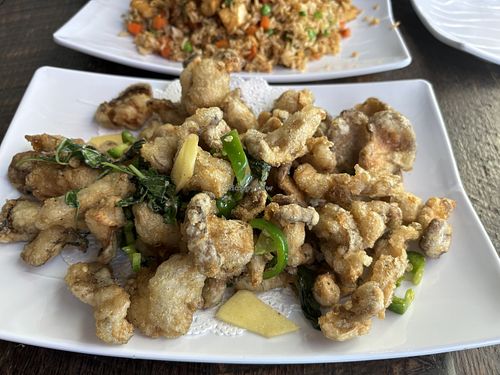 Fried mushrooms fire ground veggie tofu fried ricee #Veganuary at Vegan District Asian Eatery in Anaheim