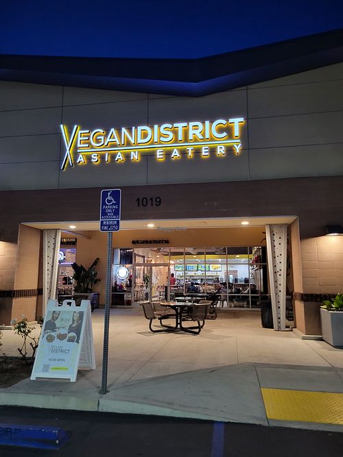 Outside at Vegan District Asian Eatery in Anaheim