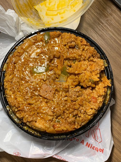 Vegan dirty ricee  at Orleans & York Deli in Moreno Valley