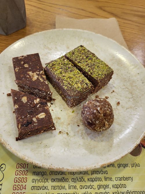 Raw energy balls and energy bars at Passion For Life in Chalkis
