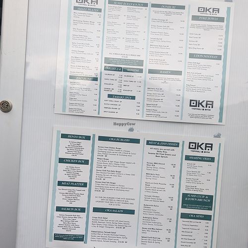 Menu from outside at OKA Tapasu  in Carlisle