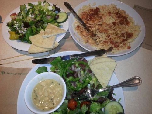 Veggie Kabob w/White Beans and Greek Chicken Marinara on Orzo at Zoës Kitchen - Metropolitan Ave in Charlotte