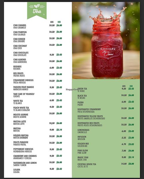 Menu  at Clover Coffee + MarketPlace in Oranjestad