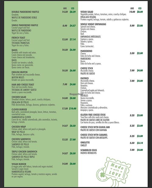 Menu  at Clover Coffee + MarketPlace in Oranjestad