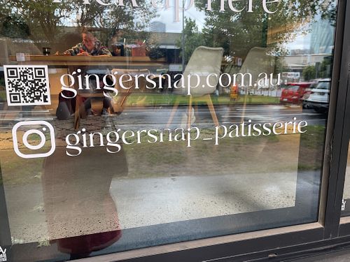 Shop window   at GingerSnap Patisserie in West Melbourne
