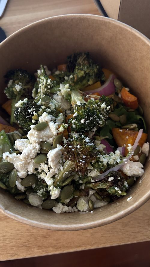 The roasted vegetable salad with yay feta. Really nice   at GingerSnap Patisserie in West Melbourne