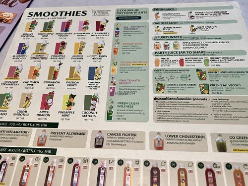 Juices menu  at Ohkajhu in Bangkok