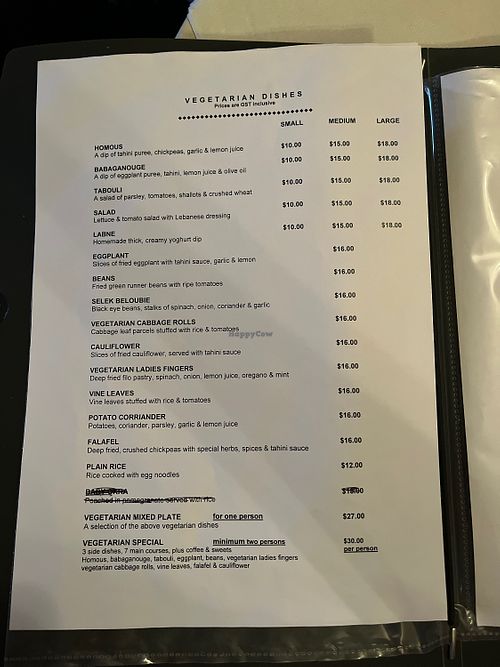 Everything is great! All vegan except labne   at Nada's Lebanese Restaurant in Surry Hills