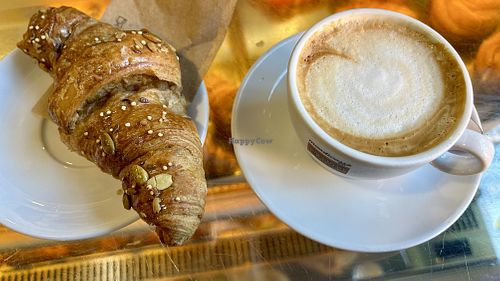 Cappuccino di soia e vegan croissant   at Caffè Villa Mercede in Rome