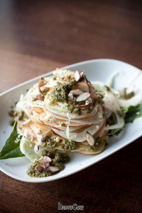 apple fennel salad, nettle pesto, almond ricotta at Graze in Vancouver