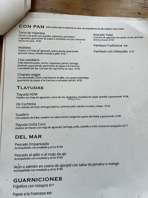 Menú chapata Veggie  at Hijos del Maíz - Antojería in Mexico City