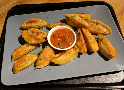 Medium dumpling plate with soy sesame dip at Daily Dumpling in Berlin