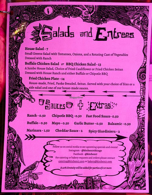 Menu page at Kitchen 17 at Kitchen 17 in Chicago