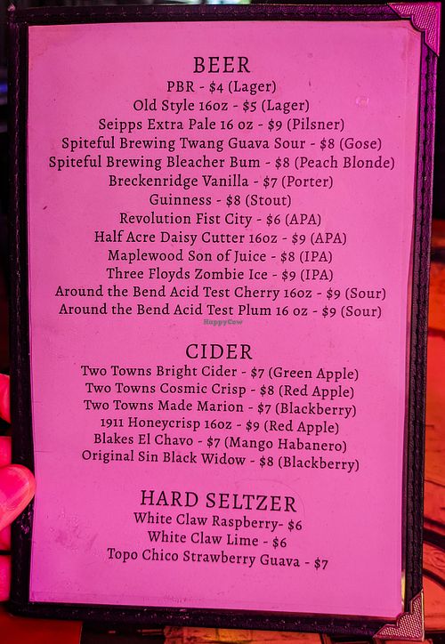 Menu page at Kitchen 17 at Kitchen 17 in Chicago