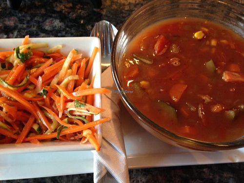 Raw Asian Salad and Vegan House Soup (of the day) at House of Steep in Arlington