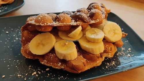 Vegan Waffle with banana at Erikas Eiscafé - Eutritzsch in Leipzig