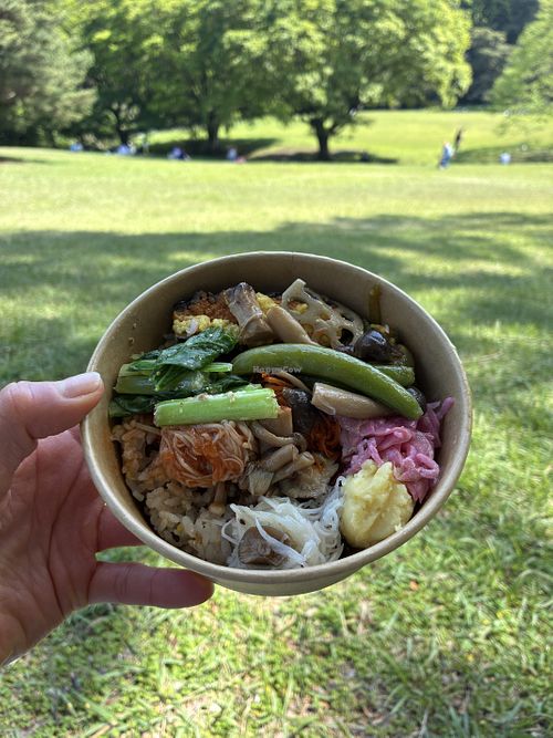 freshly made vegan bowl  at Veggie Tempo and Deli  in Tokyo