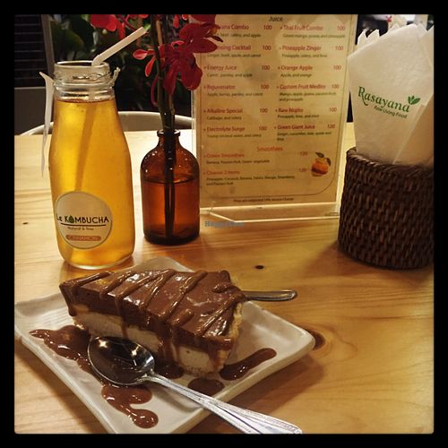 raw chocolate mousse cake at Rasayana Raw Food Cafe in Bangkok