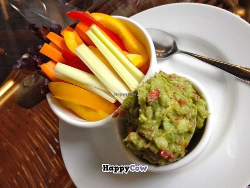 Fresh Guacamole with colourful vegetable sticks :) at Rasayana Raw Food Cafe in Bangkok