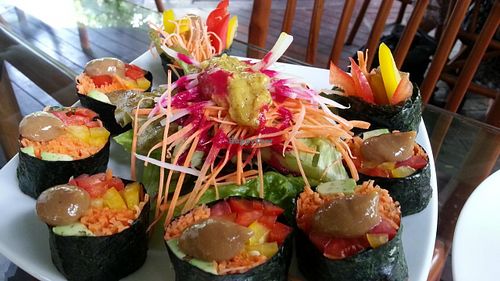 veggie sushi at Rasayana Raw Food Cafe in Bangkok
