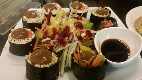 Raw sushi rolls at Rasayana Raw Food Cafe in Bangkok