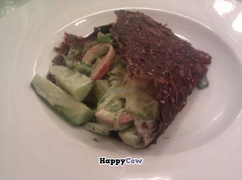 Sundried tomato roll filled with veggie cream at Secret of Raw in Prague