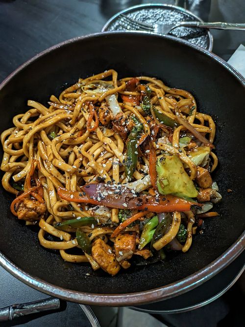 Lo Mein with added tofu at Noodz in St Croix