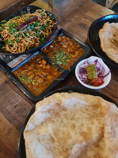 Chhole Bhatura & Chilli Garlic Noodles at Chatkazz Adelaide in Lightsview