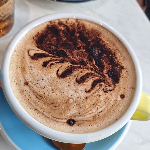 Maca Mocha coffee with oat milk at Dragonfruit Café in Whangarei
